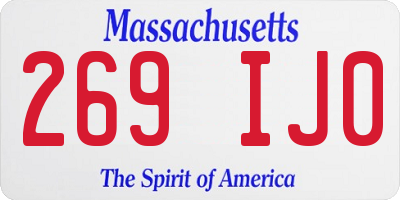 MA license plate 269IJ0