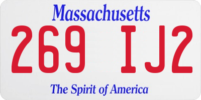 MA license plate 269IJ2