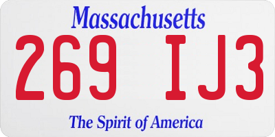 MA license plate 269IJ3