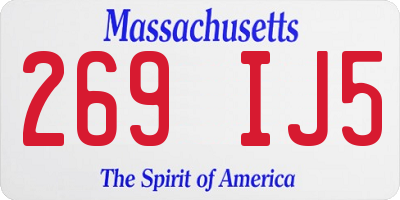 MA license plate 269IJ5
