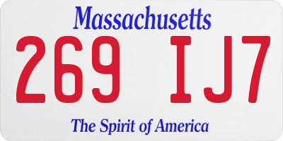 MA license plate 269IJ7