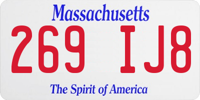 MA license plate 269IJ8