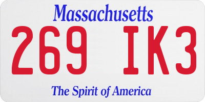 MA license plate 269IK3
