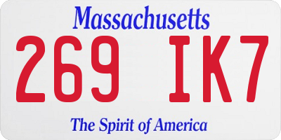 MA license plate 269IK7