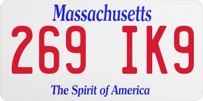 MA license plate 269IK9