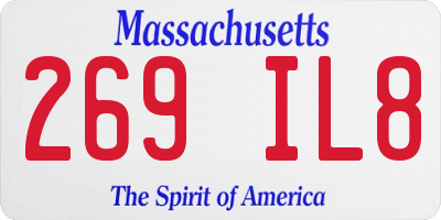 MA license plate 269IL8