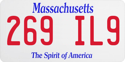 MA license plate 269IL9