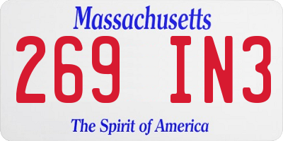 MA license plate 269IN3