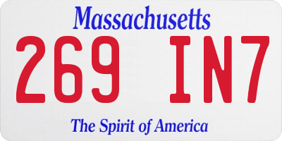 MA license plate 269IN7