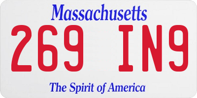MA license plate 269IN9