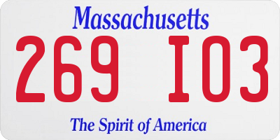 MA license plate 269IO3