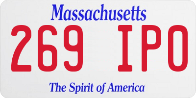 MA license plate 269IP0