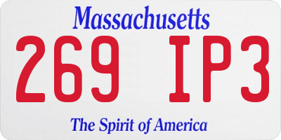 MA license plate 269IP3