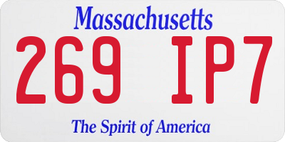 MA license plate 269IP7