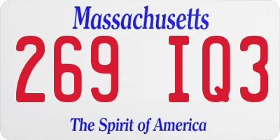 MA license plate 269IQ3