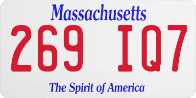 MA license plate 269IQ7