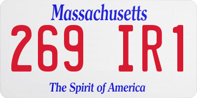 MA license plate 269IR1