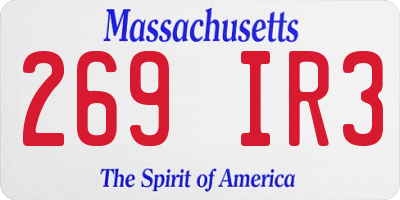 MA license plate 269IR3