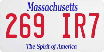 MA license plate 269IR7