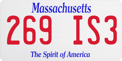 MA license plate 269IS3