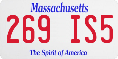 MA license plate 269IS5