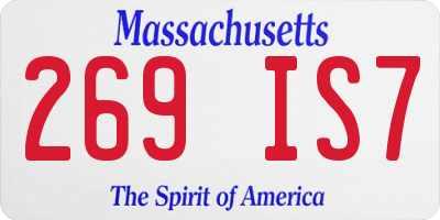 MA license plate 269IS7