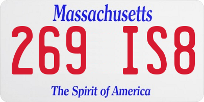 MA license plate 269IS8