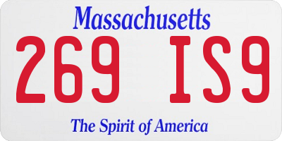 MA license plate 269IS9