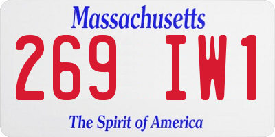 MA license plate 269IW1