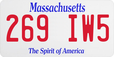MA license plate 269IW5