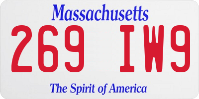 MA license plate 269IW9