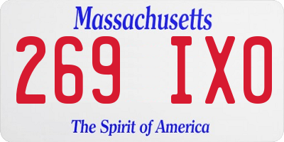 MA license plate 269IX0