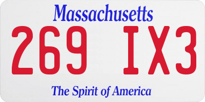 MA license plate 269IX3