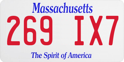 MA license plate 269IX7