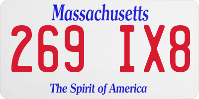 MA license plate 269IX8