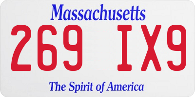 MA license plate 269IX9