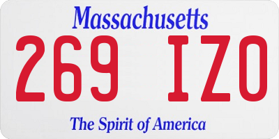 MA license plate 269IZ0