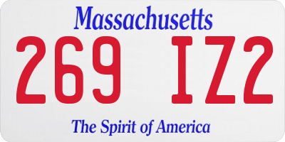 MA license plate 269IZ2