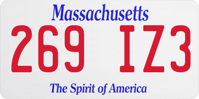 MA license plate 269IZ3