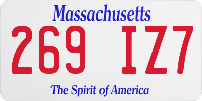 MA license plate 269IZ7
