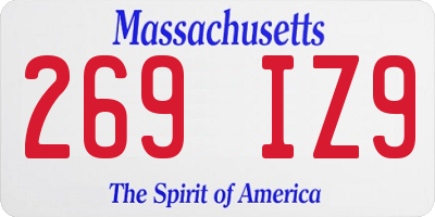 MA license plate 269IZ9
