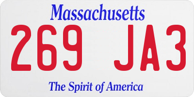 MA license plate 269JA3