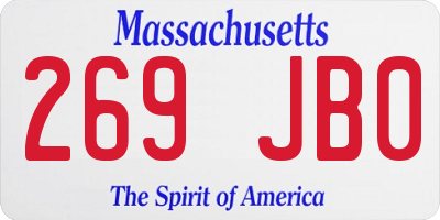 MA license plate 269JB0
