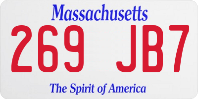 MA license plate 269JB7