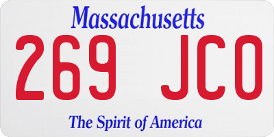 MA license plate 269JC0