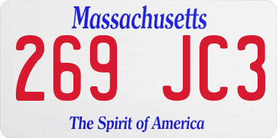 MA license plate 269JC3
