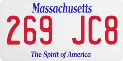 MA license plate 269JC8