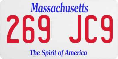 MA license plate 269JC9