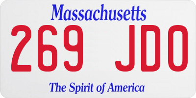 MA license plate 269JD0