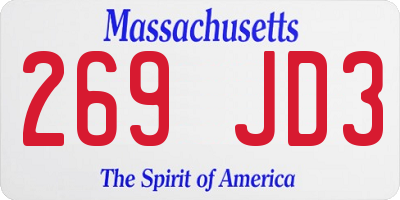 MA license plate 269JD3